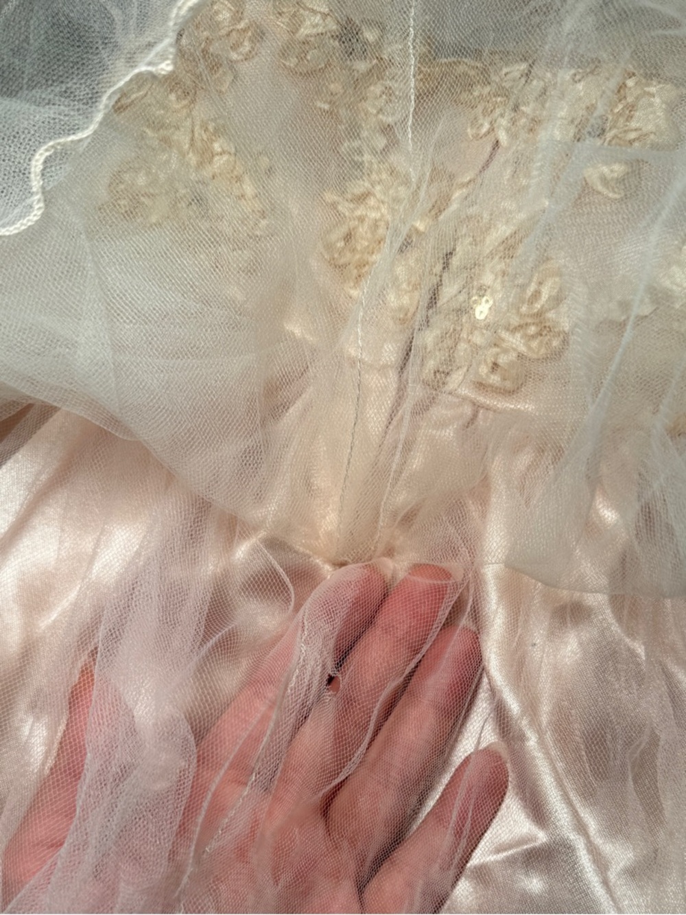 Bonnie Baby Ivory-Peach Floral Tulle Dress with Satin Bow size 18m Flower girl - Picture 3 of 7